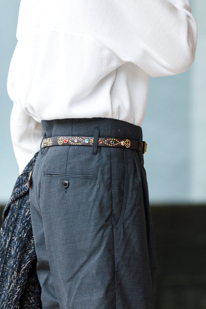 GOODKARMA DEVELOPMENT / Narrow Studs Belt "ASHBURY" - Brown サイズ3(34インチ)
