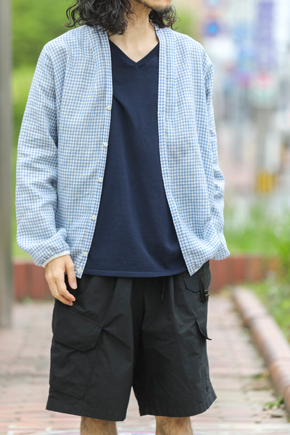 KIMURA / narrowing cardigan_Albini linen - GINGHAM