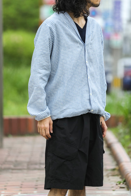 KIMURA / narrowing cardigan_Albini linen - GINGHAM