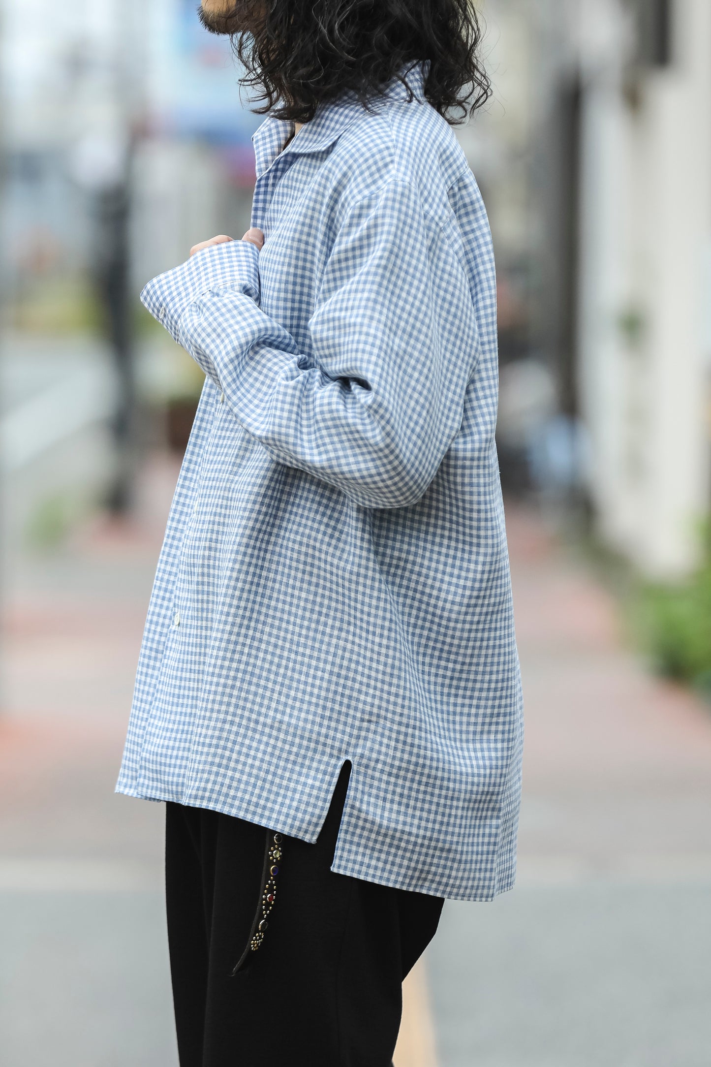 KIMURA / Whole oblong collar shirt L/S _ Albini linen - GINGHAM