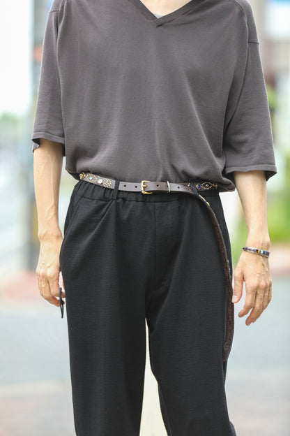 GOODKARMA DEVELOPMENT / Narrow Studs Belt "ASHBURY" - Brown サイズ3(34インチ)