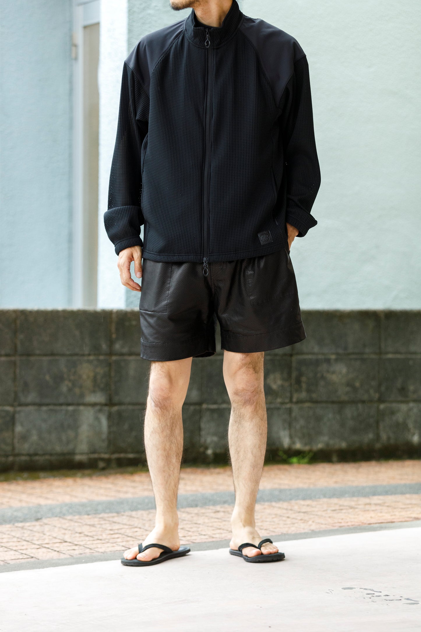 Willow Pants / P-007 Leather Shorts - Black(Punching Leather)