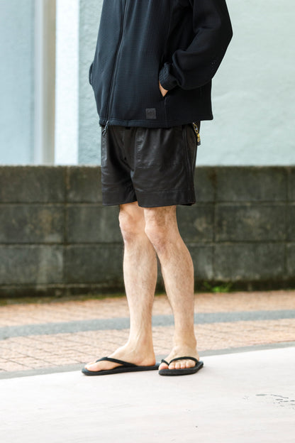 Willow Pants / P-007 Leather Shorts - Black(Punching Leather)