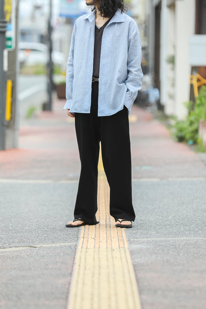 KIMURA / Whole oblong collar shirt L/S _ Albini linen - GINGHAM