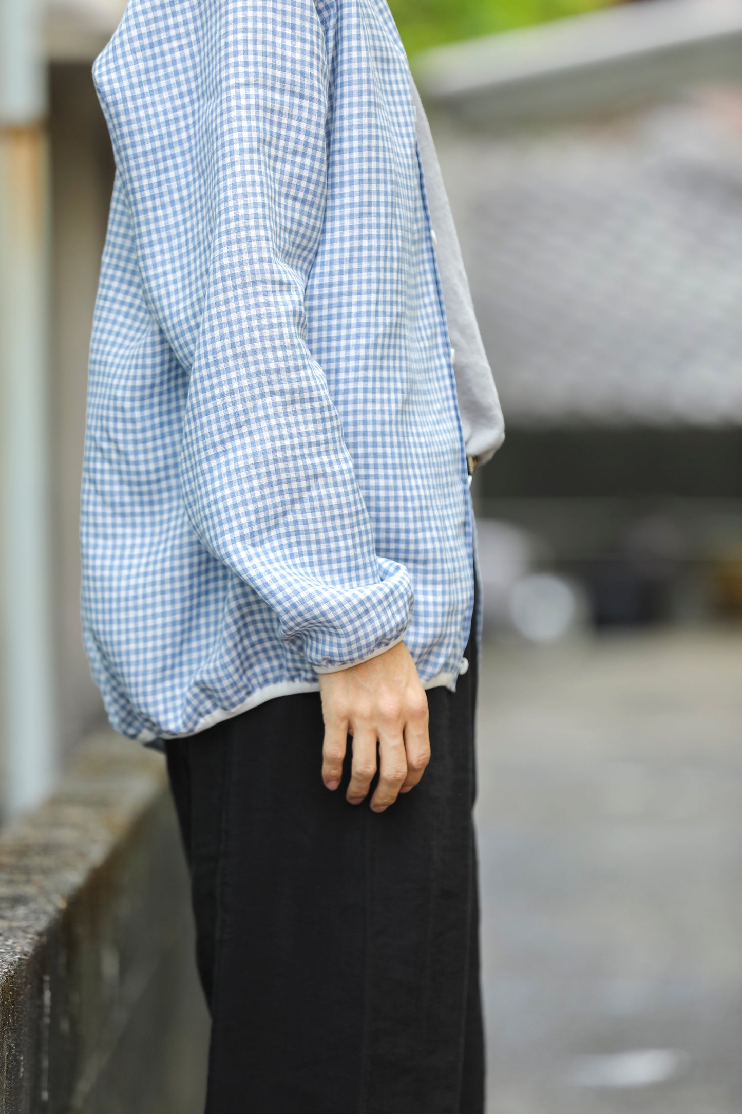 KIMURA / narrowing cardigan_Albini linen - GINGHAM