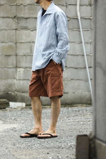 KIMURA / Whole oblong collar shirt L/S _ Albini linen - GINGHAM