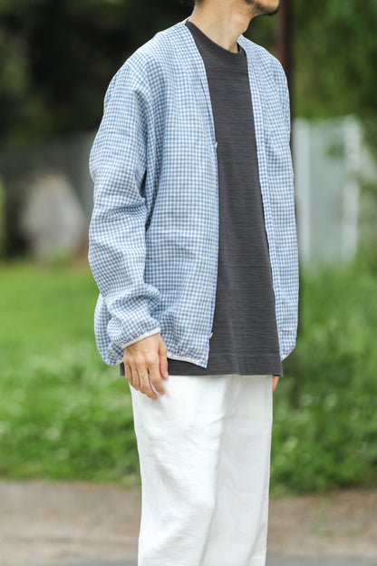 KIMURA / narrowing cardigan_Albini linen - GINGHAM
