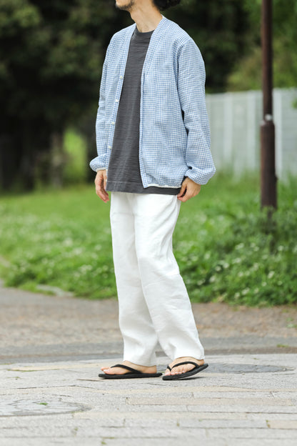 KIMURA / narrowing cardigan_Albini linen - GINGHAM