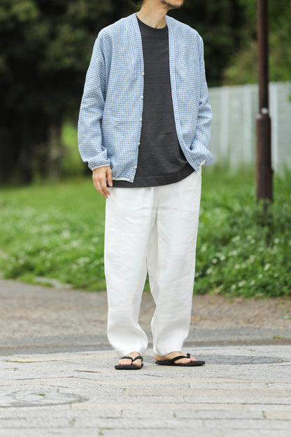 KIMURA / narrowing cardigan_Albini linen - GINGHAM