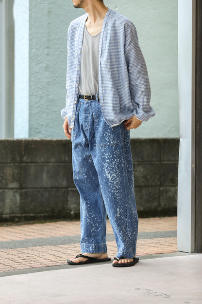 KIMURA / narrowing cardigan_Albini linen - GINGHAM