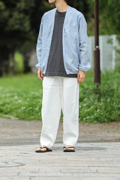 KIMURA / narrowing cardigan_Albini linen - GINGHAM