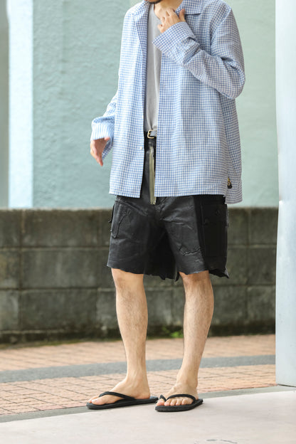 KIMURA / Whole oblong collar shirt L/S _ Albini linen - GINGHAM