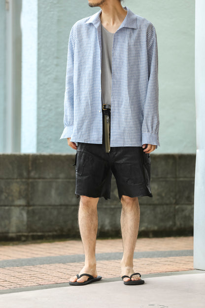 KIMURA / Whole oblong collar shirt L/S _ Albini linen - GINGHAM