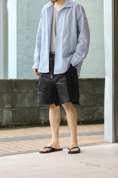 KIMURA / Whole oblong collar shirt L/S _ Albini linen - GINGHAM