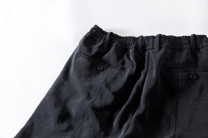 山内 / 26169-sili ビンテージシルクリネン・ワンカットイージーショーツ - sumi kuro