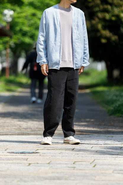 山内 / yc70-261-sili ビンテージシルクリネン・ワンカットイージーパンツ - sumi kuro