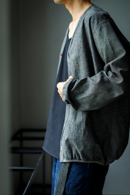 KIMURA /  narrowing cardigan - Black Chambray