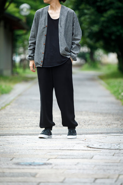 KIMURA /  narrowing cardigan - Black Chambray