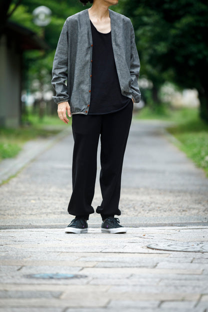 KIMURA /  narrowing cardigan - Black Chambray