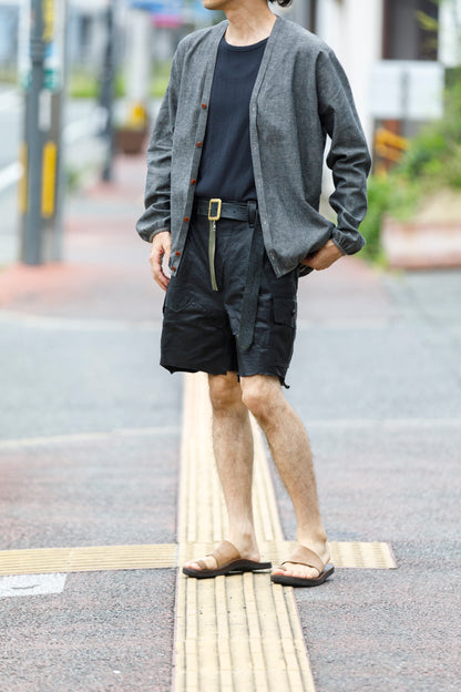 KIMURA /  narrowing cardigan - Black Chambray