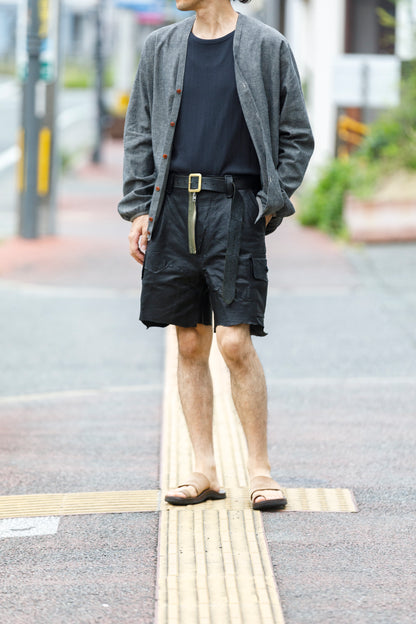KIMURA /  narrowing cardigan - Black Chambray