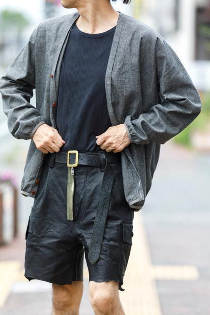 KIMURA /  narrowing cardigan - Black Chambray
