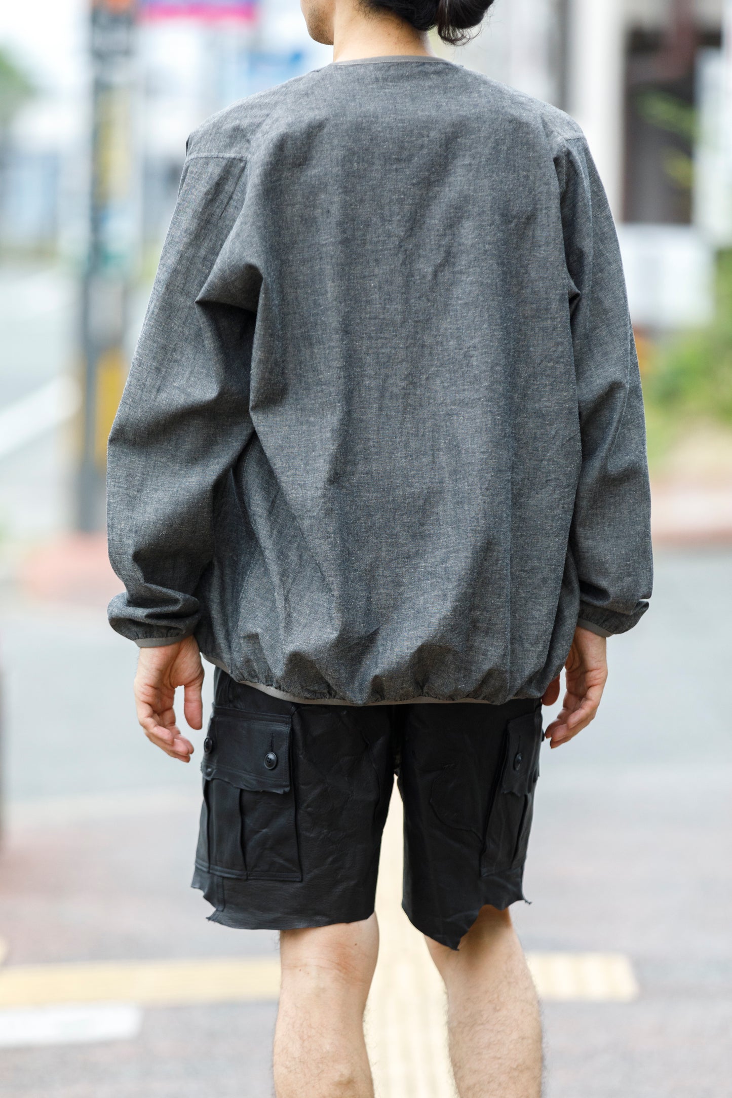 KIMURA /  narrowing cardigan - Black Chambray