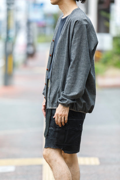 KIMURA /  narrowing cardigan - Black Chambray