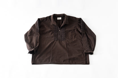 SARTO / COTTON CHANMBRAY EMBROIGERY SHIRT - DARK BROWN