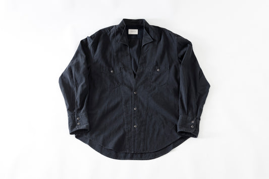 SARTO / LIGHT SELVAGE DENIM WING COLLAR SHIRT - WASHED BLACK