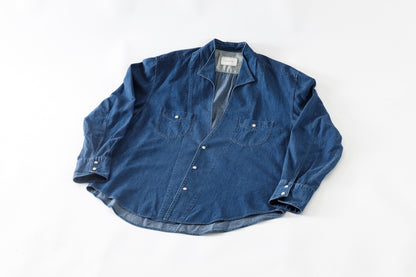 SARTO / LIGHT SELVAGE DENIM WING COLLAR SHIRT - WASHED INDIGO