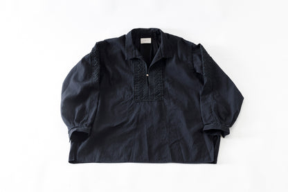 SARTO / COTTON CHANMBRAY EMBROIGERY SHIRT - BLACK