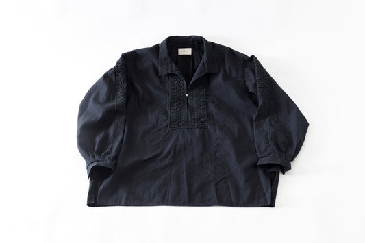 SARTO / COTTON CHANMBRAY EMBROIGERY SHIRT - BLACK
