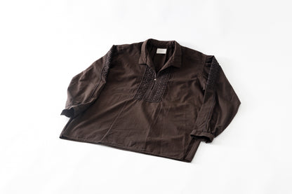 SARTO / COTTON CHANMBRAY EMBROIGERY SHIRT - DARK BROWN