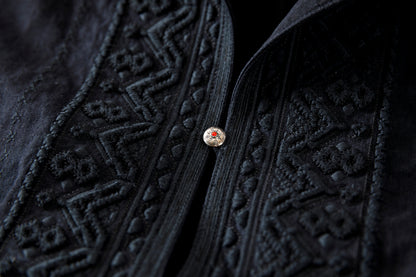 SARTO / COTTON CHANMBRAY EMBROIGERY SHIRT - BLACK