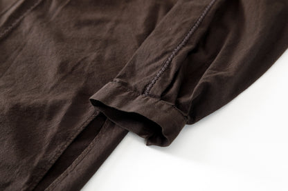 SARTO / COTTON CHANMBRAY EMBROIGERY SHIRT - DARK BROWN
