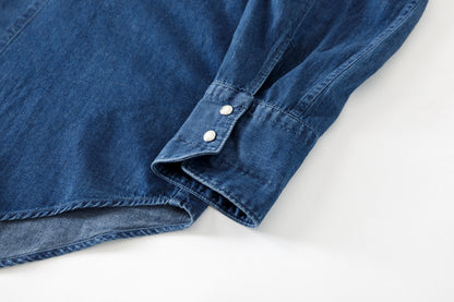 SARTO / LIGHT SELVAGE DENIM WING COLLAR SHIRT - WASHED INDIGO