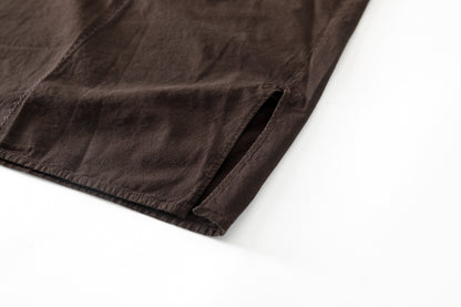 SARTO / COTTON CHANMBRAY EMBROIGERY SHIRT - DARK BROWN