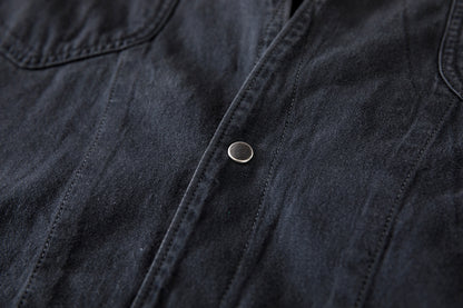SARTO / LIGHT SELVAGE DENIM WING COLLAR SHIRT - WASHED BLACK