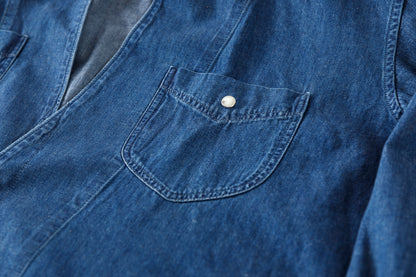 SARTO / LIGHT SELVAGE DENIM WING COLLAR SHIRT - WASHED INDIGO