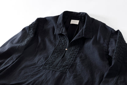 SARTO / COTTON CHANMBRAY EMBROIGERY SHIRT - BLACK