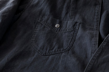 SARTO / LIGHT SELVAGE DENIM WING COLLAR SHIRT - WASHED BLACK
