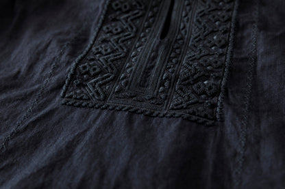 SARTO / COTTON CHANMBRAY EMBROIGERY SHIRT - BLACK