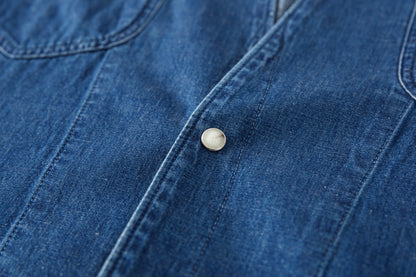SARTO / LIGHT SELVAGE DENIM WING COLLAR SHIRT - WASHED INDIGO