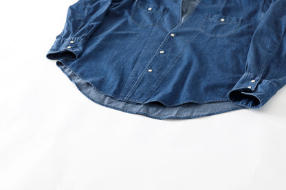 SARTO / LIGHT SELVAGE DENIM WING COLLAR SHIRT - WASHED INDIGO