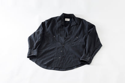 SARTO / LIGHT SELVAGE DENIM WING COLLAR SHIRT - WASHED BLACK