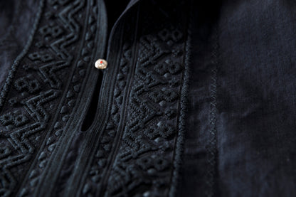 SARTO / COTTON CHANMBRAY EMBROIGERY SHIRT - BLACK