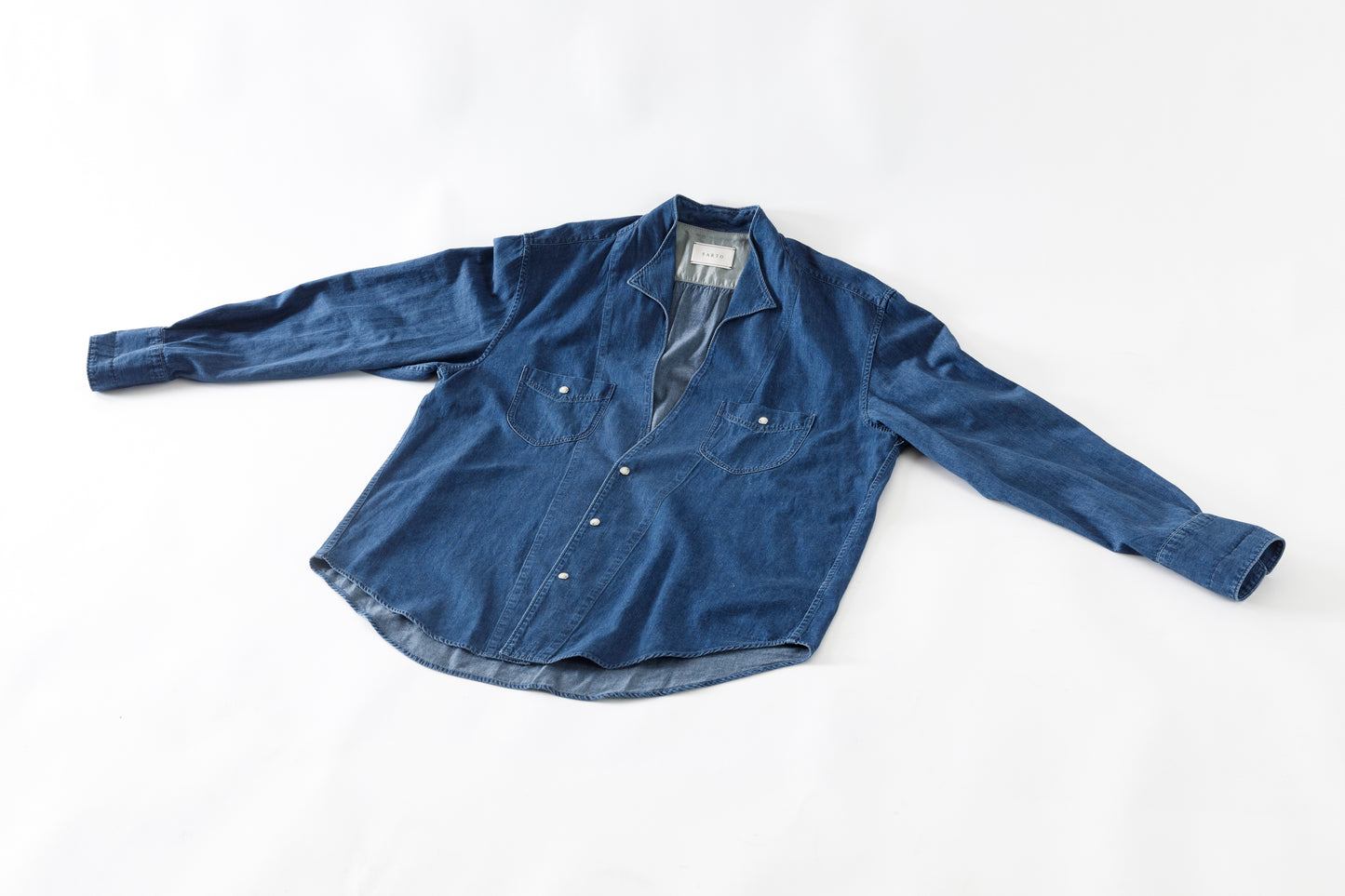 SARTO / LIGHT SELVAGE DENIM WING COLLAR SHIRT - WASHED INDIGO
