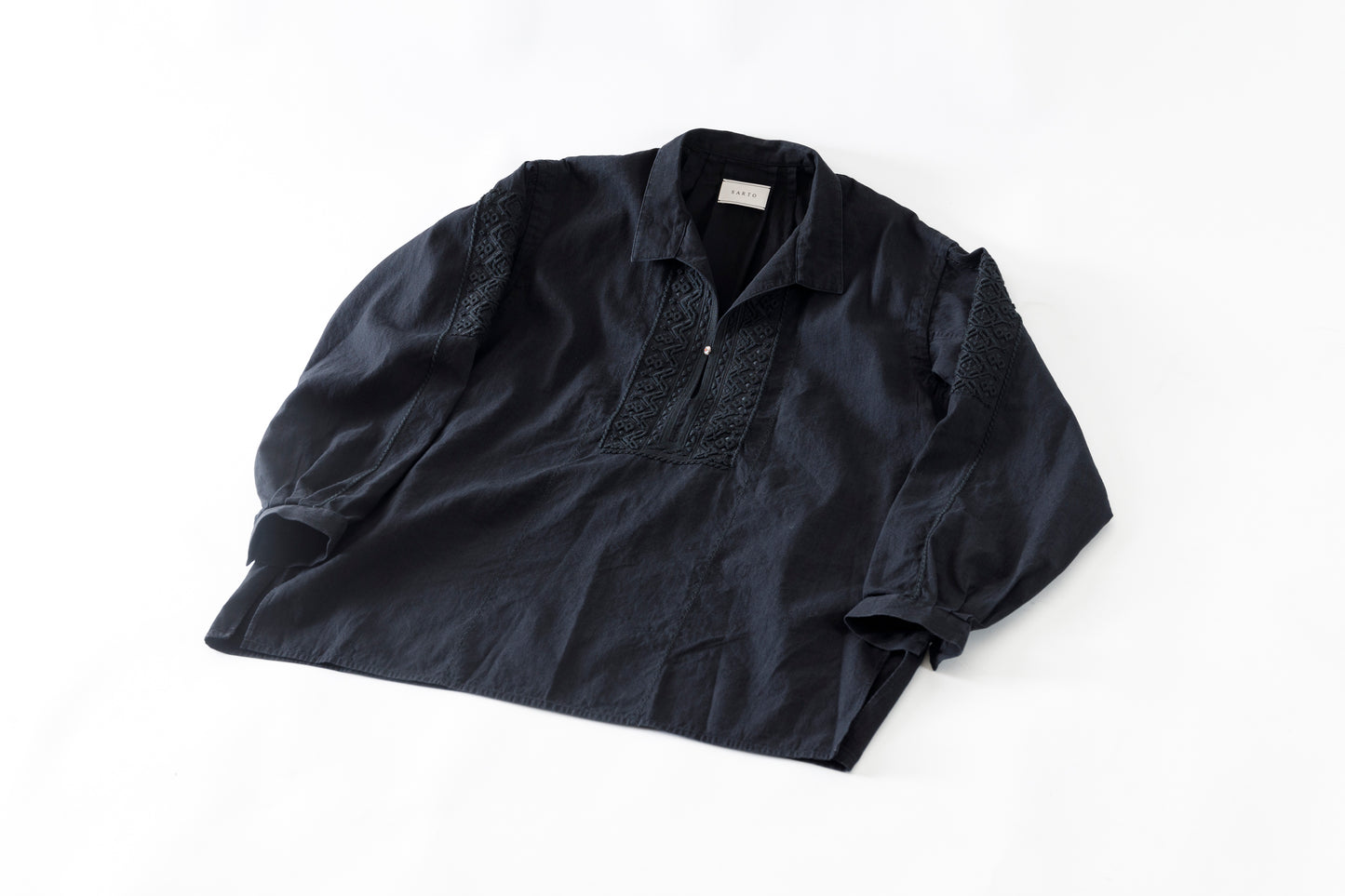 SARTO / COTTON CHANMBRAY EMBROIGERY SHIRT - BLACK