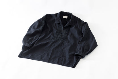 SARTO / COTTON CHANMBRAY EMBROIGERY SHIRT - BLACK